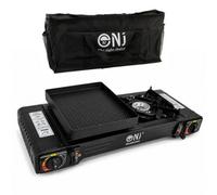 NJ Commerce Nj Ds-22 Double Camping Stove - 2 Burner Portable Outdoor Gas Cooker Carry Bag Grill Plate