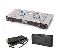 NJ Commerce Nj Sg-2Ss Portable 2 Burner Stainless Steel Camp Gas Stove Bbq Outdoor Cooker Carry Bag+Case