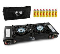 NJ DS-22 Double Camping Stove - 2 Burner Portable Gas Cooker (8 Canisters)