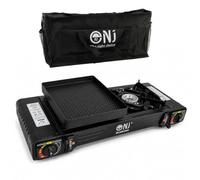 NJ DS-22 Double Camping Stove - 2 Burner Portable Outdoor Butane Gas Cooker Carry Bag Grill Plate