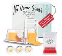 NJ Home Goods 4-in-1 Multi-Function Manual Butter Cutter, Cheese Chopper, Fruit/Vegetable Slicer, Storage Box; Stainless Steel Blade & Body; Plastic Body; White/Clear; Red/Clear