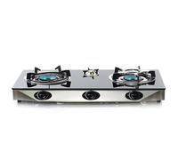 (Only Gas Stove) NGB-S3 Triple Gas Stove Black Glass Indoor Cooktop