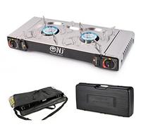 Double Burner Camping Stove - Portable Butane Gas Cooker with Case and Bag