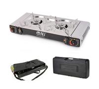 NJ SG-2S Double Burner Camping Stove - Portable Butane Gas Cooker with Case and Bag