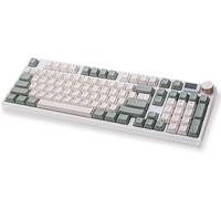 NJ98 Wireless Custom Mechanical Keyboard with Screen Knob 96% Hot Swappable RGB Keyboard Mac Windows (Pale Green, Steel Plate-Box Deep Sea)