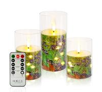 NjaoHoo Flickering Flameless Candles, Recessed String Light LED Candles Acrylic Battery Operated LED Pillar Candles with Remote Van Gogh Art Painting Style for Home Decor Set of 3((Irises Printed)