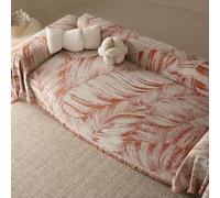 NJBTOOH Chenille Striped Soft Sofa Covers,Light Luxury and High-end Sofa Cushion All inclusive Cover Cloth All Season Universal Anti Cat Scratch.(Size:380×180cm,Color:Orange)