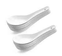 NJCharms Ceramic Soup Spoons Set of 12, Asian Soup Spoons sets Suitable for Ramen, noodles, Small Appetizer Spoon, White