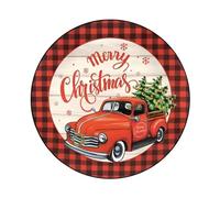 NJDQFA Christmas Area Rug,Low Pile Soft Round Christmas Carpet,Washable Indoor Carpet No-Slip Backing,for Bathroom Bedside Living Room Kitchen Resistant Holiday Decor,F,80×80cm/31.5×31.5"/2.6'