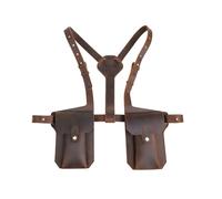 NJDQFA Shoulder Holster Bag Wallet Double Pockets,Double Shoulder Armpit Bag with Adjustable Straps,Hidden Underarm Shoulder Bag,for Men Women Leather Armor,Travel Accessory,Brown a
