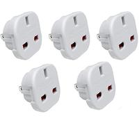 NJDT UK To European Plug Adapter EU Travel Adapter White EU Adapter Plug for Egypt, Turkey, France, Portugal Italy Spain Germany Poland Austria Netherlands China and more Pack of 5