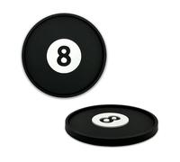 NJECT Magic 8 Black Billard Ball Automotive 3D Textured Silicone Coasters (2.6" Diameter) | Universal Fit for All Cars, Trucks, SUVs & More | Non-Slip Durable | Set of 2