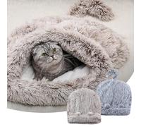 NJGRAE Cat Beds for Indoor Cats Cave & Dog Beds, Removable Washable Cat Cove with Non-Slip Bottom for Improved Sleep, Cozy Pet Beds for Small Dogs, Large Cats, Medium-Sized Dogs (brown)