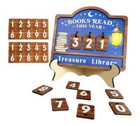 Njidher Book Counter, Wooden Reading Challenge Decoration, with Interchangeable Number Plates and Lantern Pattern for Reading Books This Year, for Students, Reading Room, Living Room, Bookshelf