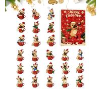 Njidher Christmas | Cute and Fun 24 Day Acrylic Dog Theme Toy - Countdown Christmas for Pets - Family Home Party Adults