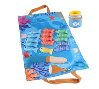 Njidher Fishing Game for , Fabric Colour Sorting Fishing Game, Sorting Learning Interactive Sensory Water Game with Stacking Cups for Bathroom, Pool, Party, Bathroom, Fun Activity