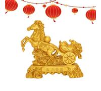 Njidher Statue of the Year of the Horse 2026 - Decorative Statue House in Gold Metal - Chinese New Year Horse Figurine for Cars Shops Schools Offices Cafes Bookstores Living Room Exhibition