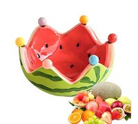 Njidher Watermelon Bowl with Fruit Fork | Ceramic Pasta Bowl with Six Stainless Steel Forks, Kitchen Accessory for Home, Restaurant, Bar and Parties