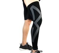 NJIEzhao 1Pcs Full Leg Compression Sleeve For Women Men Long Knee Braces Support Protector For Running Basketball Cycling Calf Compression Sleeve(Grey,XL)