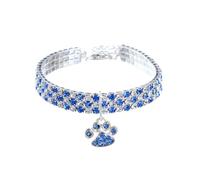 NJIEzhao Diamond pet collar Rhinestone Diamond Inlaid for Small Dog Kitten Collar Cats Footprints Necklace Pet(Blue-S)