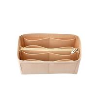 NJIEzhao Felt Handbag Insert Lining Organizer Insert Felt Fits Cloth Bag Makeup Travel Inner Purse Cosmetic Mommy Bags(L khaki middle)