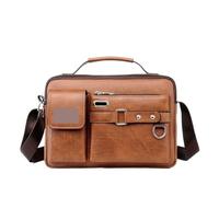 NJIEzhao Small Leather Messenger Bag Men's Business Single-shoulder Bag, Suitable for Trips.Mens Leather Handbag with Multiple Pockets and a Crossbody(Khaki)