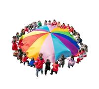 NJIEzhao Sports Game 2M-6M Diameter Outdoor Rainbow Umbrella Parachute Toy Jump-Sack Ballute Play Game Mat Toy Gift Parachute Play(2M)