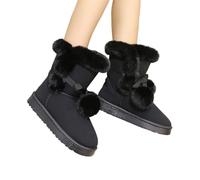 NJIEzhao Women Snow Boots Women Snow Boots Winter Shoes Ball Mid-Calf Female Non-Slip Casual(Black,7 UK)