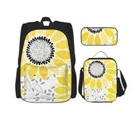 njkhbolk Abstract Sunflowers Print 3 In 1 Backpack Set With Lunch Bag And Pencil Case,Suitable Work,Picnic,Travel, Black, One Size