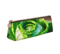 njkhbolk Bright Cabbage Print Triangle Leather Stationery Storage Bag,Zipper Pen Case for Pencils,Pens,Makeup