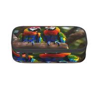 njkhbolk Colorful Parrots On Tree Print pencil case,large capacity,portable lightweight stationery box