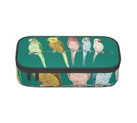 njkhbolk Colorful Parrots On Tree Print pencil case,large capacity,portable lightweight stationery box