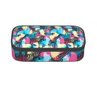 njkhbolk Coloured Zebra Print pencil case,large capacity,portable lightweight stationery box
