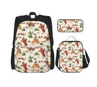 njkhbolk Cowboy Ride Horse Print 3 In 1 Backpack Set With Lunch Bag And Pencil Case,Suitable Work,Picnic,Travel, Black, One Size