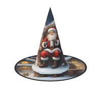 njkhbolk Fashion Santa Claus Snow Secenry Print Halloween Full Hat,Foldable Cosplay Headwear,Costume Accessories