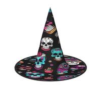 njkhbolk Fashion Sugar And Skulls Style Print Halloween Full Hat,Foldable Cosplay Headwear,Costume Accessories