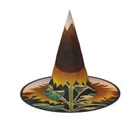 njkhbolk Fashion Sunflower And Sunset Print Halloween Full Hat,Foldable Cosplay Headwear,Costume Accessories