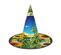 njkhbolk Fashion Sunflower Pattern Print Halloween Full Hat,Foldable Cosplay Headwear,Costume Accessories