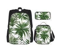 njkhbolk Flowering Herbs And Herbaceous Plants Print 3 In 1 Backpack Set With Lunch Bag And Pencil Case,Suitable Work,Picnic,Travel, Black, One Size