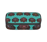 njkhbolk German Shorthaired Pointer in Glasses Print pencil case,large capacity,portable lightweight stationery box