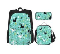 njkhbolk Goat Frolic Print 3 In 1 Backpack Set With Lunch Bag And Pencil Case,Suitable Work,Picnic,Travel, Black, One Size