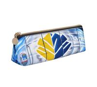 njkhbolk Ice Hockey Art pattern Print Triangle Leather Stationery Storage Bag,Zipper Pen Case for Pencils,Pens,Makeup