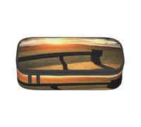 njkhbolk Lonely Bench Sunset Print pencil case,large capacity,portable lightweight stationery box