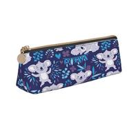 njkhbolk lovely Koala Print Triangle Leather Stationery Storage Bag,Zipper Pen Case for Pencils,Pens,Makeup