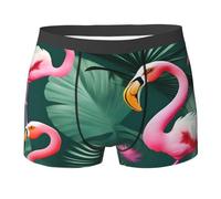 njkhbolk Men Underwear Palm Leaf Flamingo Pattern Comfortable Soft Breathable Daily Wear Underwear, black, S