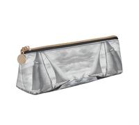 njkhbolk Ocean Sailing Print Triangle Leather Stationery Storage Bag,Zipper Pen Case for Pencils,Pens,Makeup
