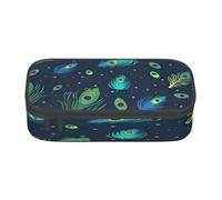 njkhbolk Peacock feather Print pencil case,large capacity,portable lightweight stationery box