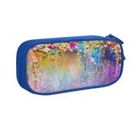 njkhbolk Portable Abstract Purple Weeping Flower print stationery organizer,large capacity double layer zipper pencil case