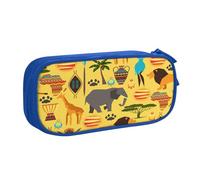 njkhbolk Portable Africa Elephant print stationery organizer,large capacity double layer zipper pencil case