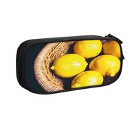 njkhbolk Portable Basket Lemons print stationery organizer,large capacity double layer zipper pencil case